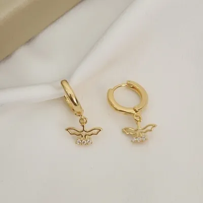 Brinco Argola Click Pingente Espirito Santo Banhado a Ouro 18k
