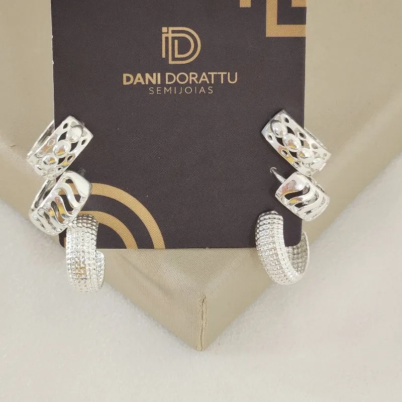 Brinco Argola Trio banhado Prata