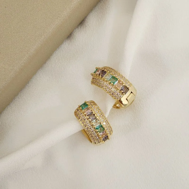 Brinco Argola  Zircônia banhada Ouro 18k