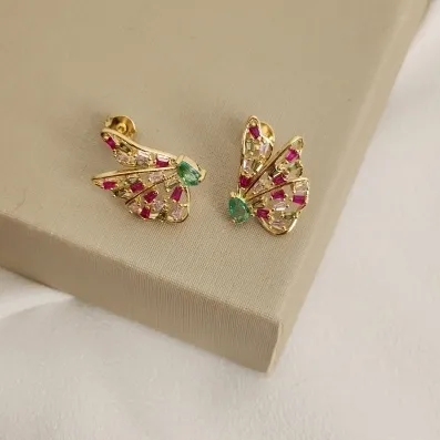 BRINCO BORBOLETA COM ZIRCONIA CRISTAL