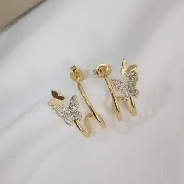 BRINCO COM BORBOLETA E ZIRCONIA