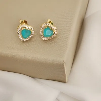 BRINCO CORAÇÃO COM ZIRCONIA E PEDRA