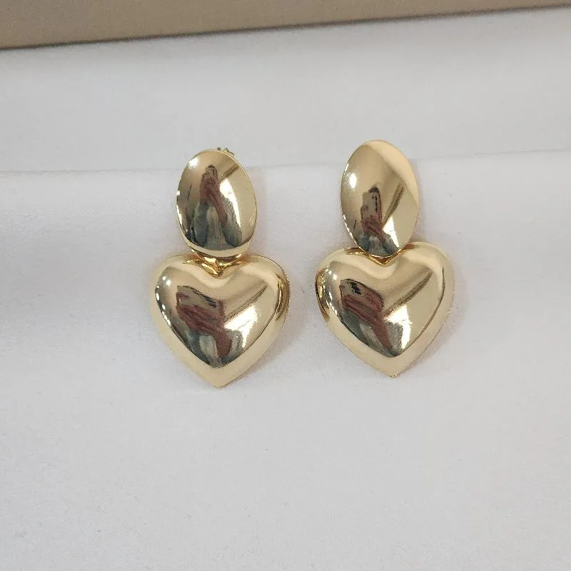 Brinco Coração Liso banhado Ouro 18k