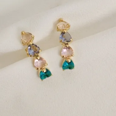 BRINCO EARHOOK COM PEDRAS COLORIDAS