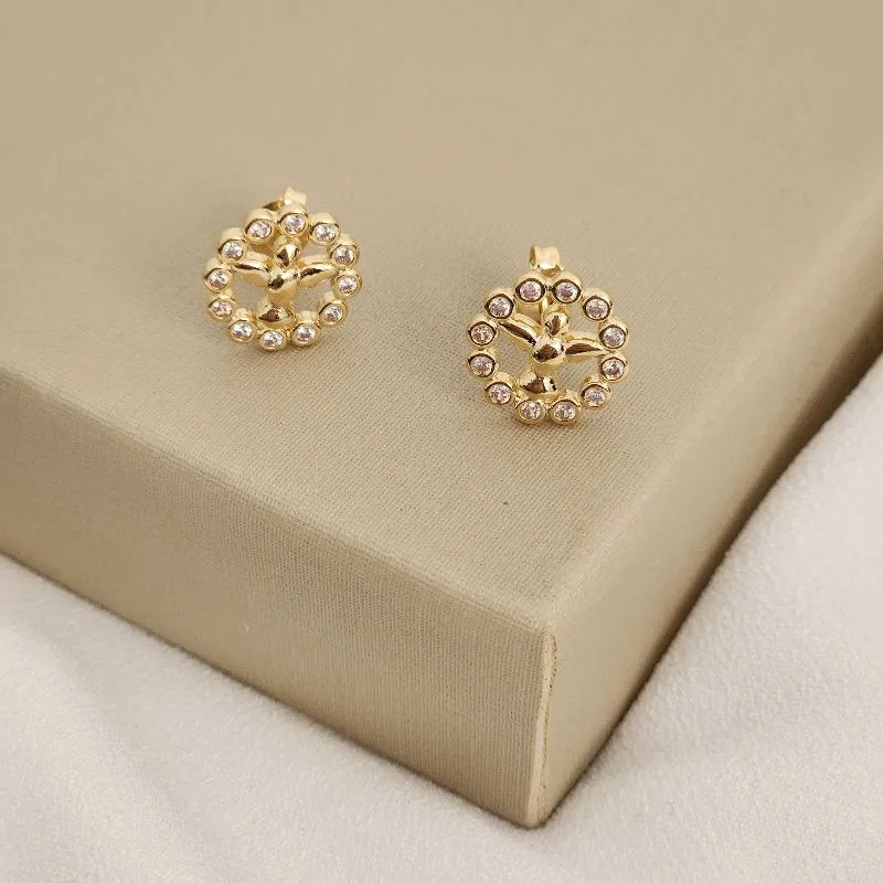 Brinco Espírito Santo Delicado Zircônia banhado Ouro 18k