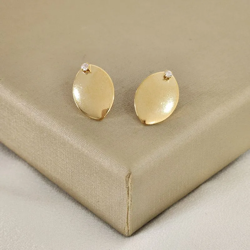 Brinco Liso Zircônia banhado Ouro 18k