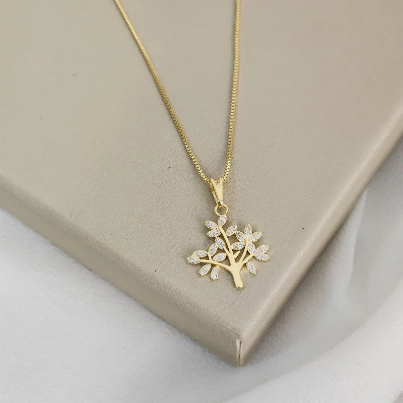 Colar Árvore da Vida banhado Ouro 18k