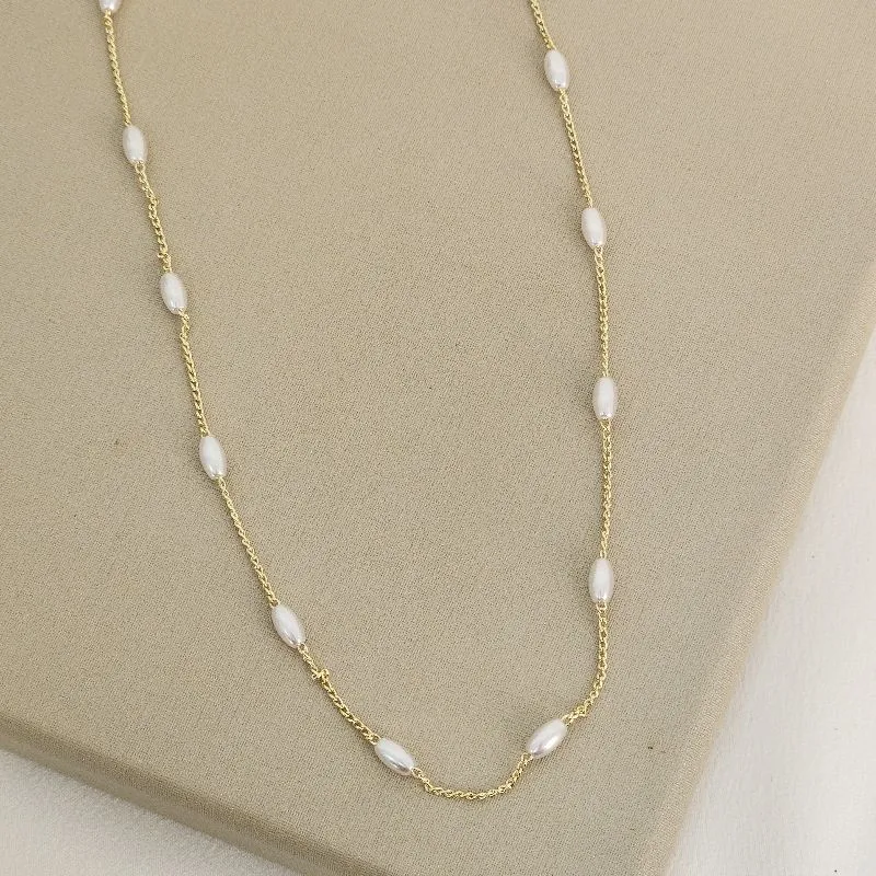 Colar Choker Pérolas banhado Ouro 18k