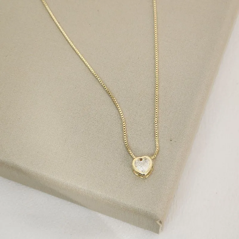 Colar Choker Pingente Coração Zircônia