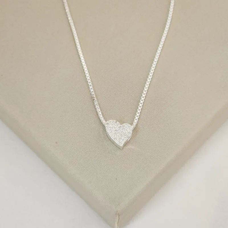 Colar Choker Pingente Coração Zircônia