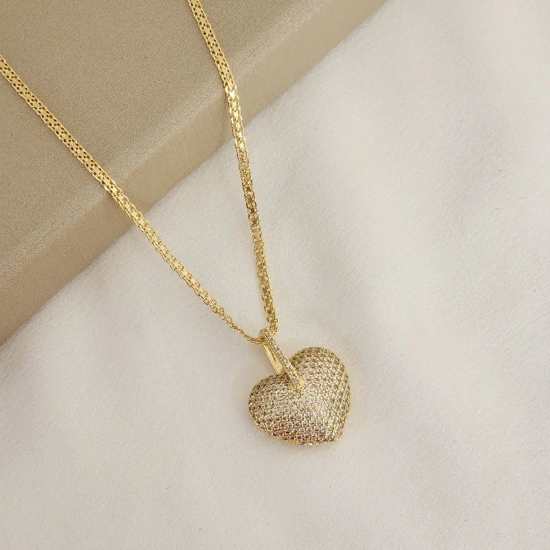 Colar Coração Microcravejado Zircônia banhado Ouro 18k