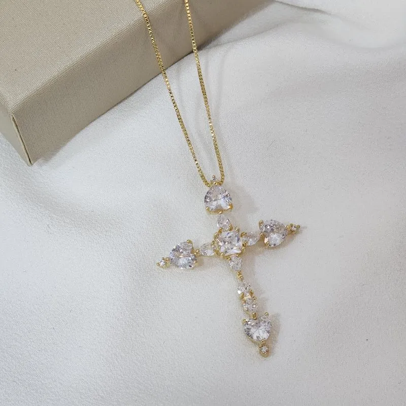 COLAR CRUZ COM ZIRCONIA CRISTAL