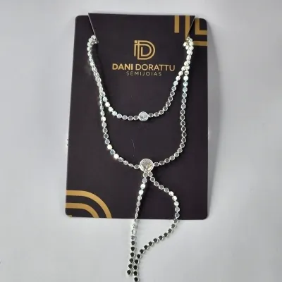 COLAR DUPLO DE GRAVATINHA E ZIRCONIA