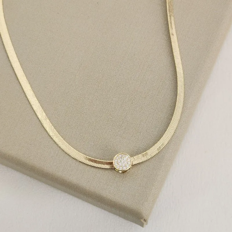 Colar Maleável Pingente Zircônia banhado Ouro 18k