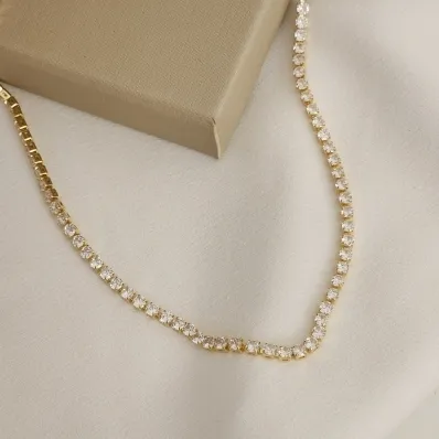 Choker Riviera Zircônia banhado Ouro 18k