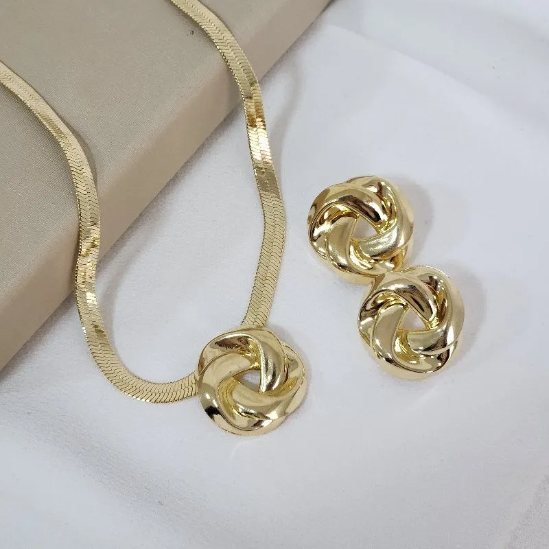 Conjunto Metal Torcido banhado Ouro 18k