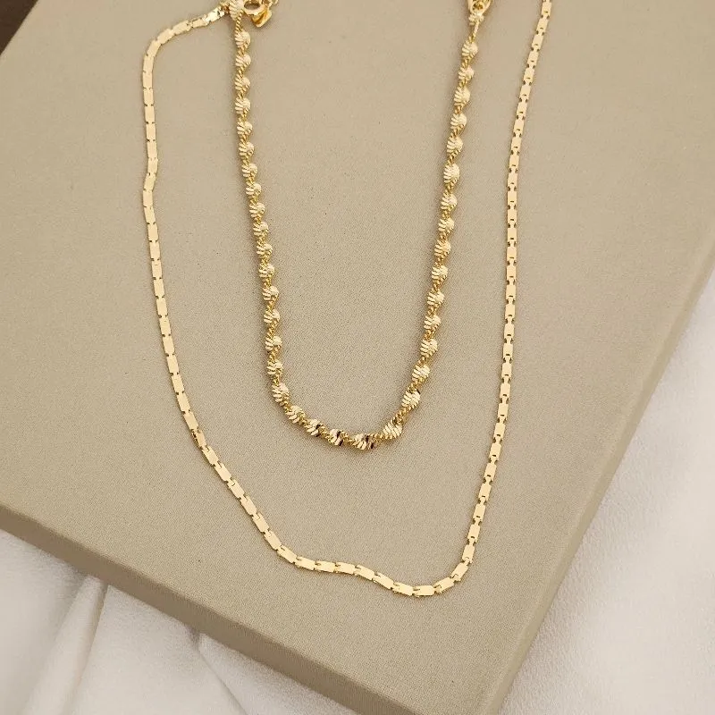 Mix Colar Corrente Torcida Corrente Delicada banhada Ouro 18k