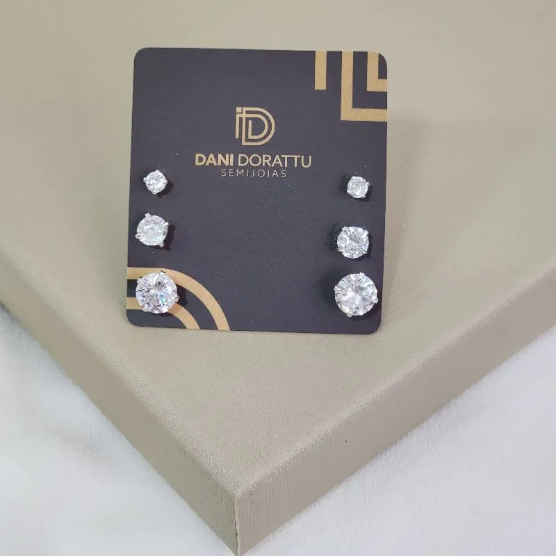 Mix de Brinco Ponto de Luz Zircônia Cristal Prata