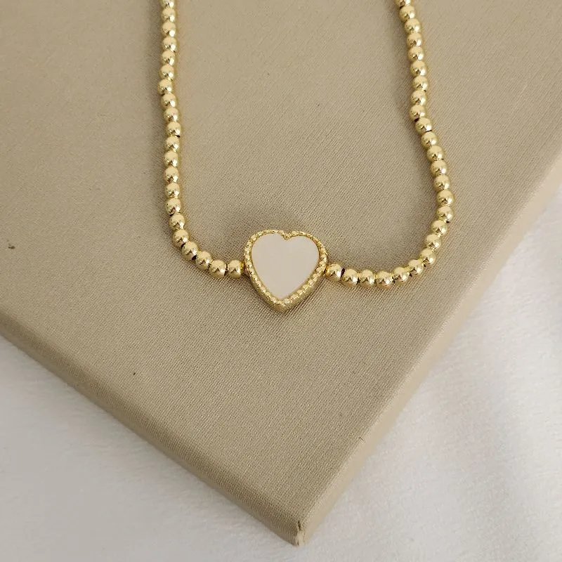 Pulseira Coração Madrepérola banhada Ouro 18k