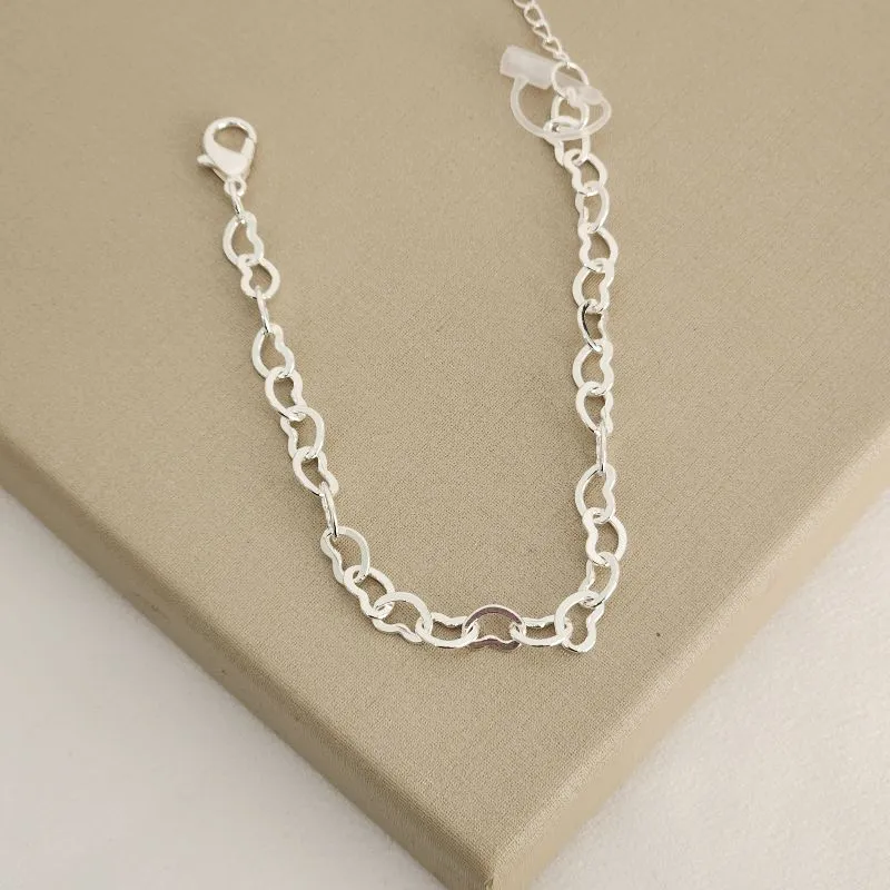 Pulseira Coração Vazado banhado Prata