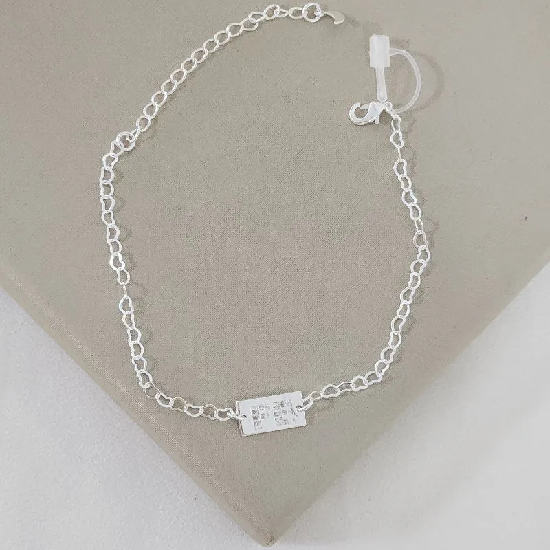 Pulseira Corrente Coração Pingente Fé banhada Prata