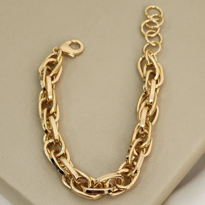 Pulseira Corrente Elos Entrelaçados banhados Ouro 18k