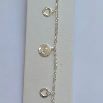 PULSEIRA ELO PINGENTE CORAÇÃO I FÉ I ESPIRITO SANTO