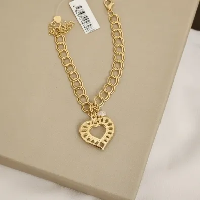 PULSEIRA ELO PINGENTE CORAÇÃO I GOTA ZIRCÔNIA