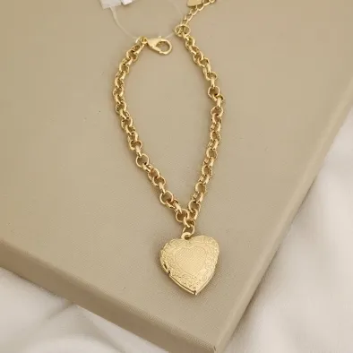 PULSEIRA ELO PORTUGUES I CORAÇÃO/RELICÁRIO