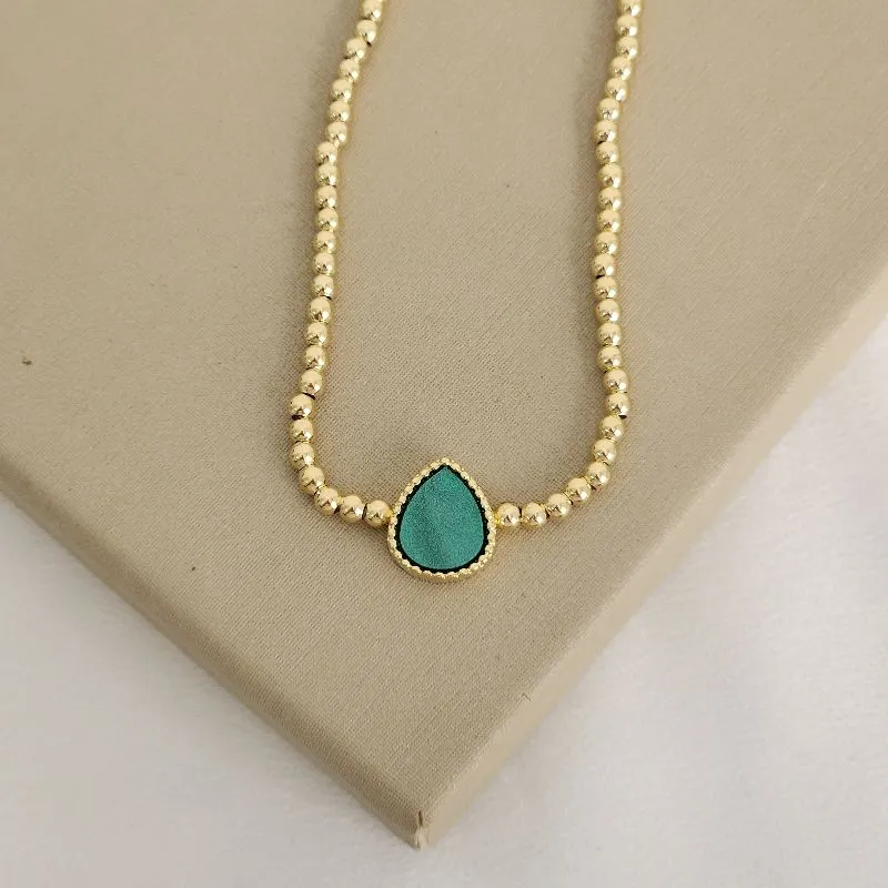 Pulseira Gota Madrepérola Verde banhada Ouro 18k