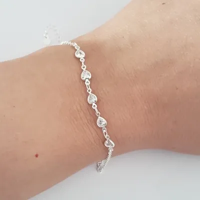 PULSEIRA LISA CORAÇÃO COM ZIRCÔNIA