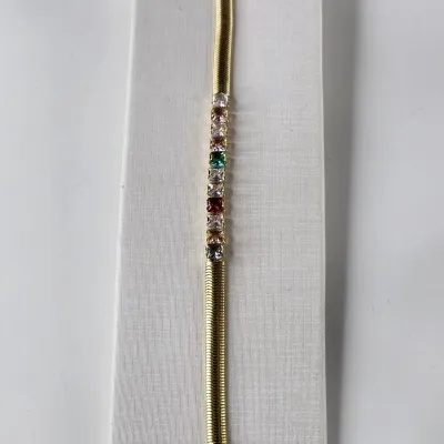 PULSEIRA MALEÁVEL COM ZIRCÔNIA COLORIDA