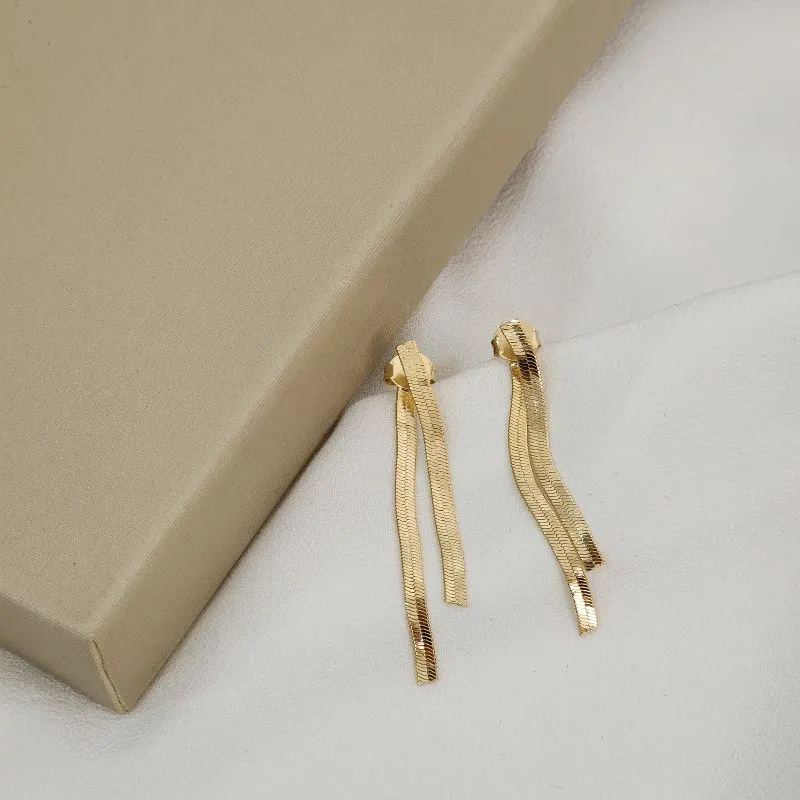Brinco Longo Corrente Maleável Fina banhado Ouro 18k