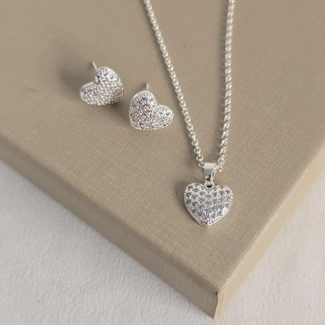 Conjunto Delicado Coração Zirconia