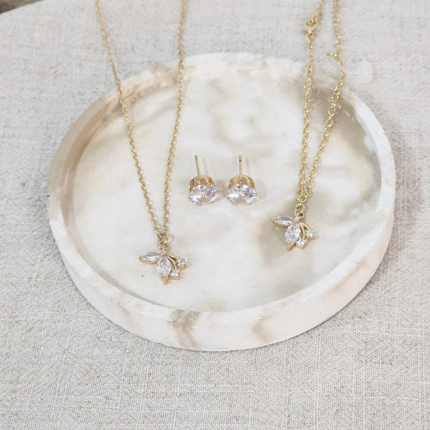 Mix Colar Pulseira Delicada Zircônia banhado Ouro 18k