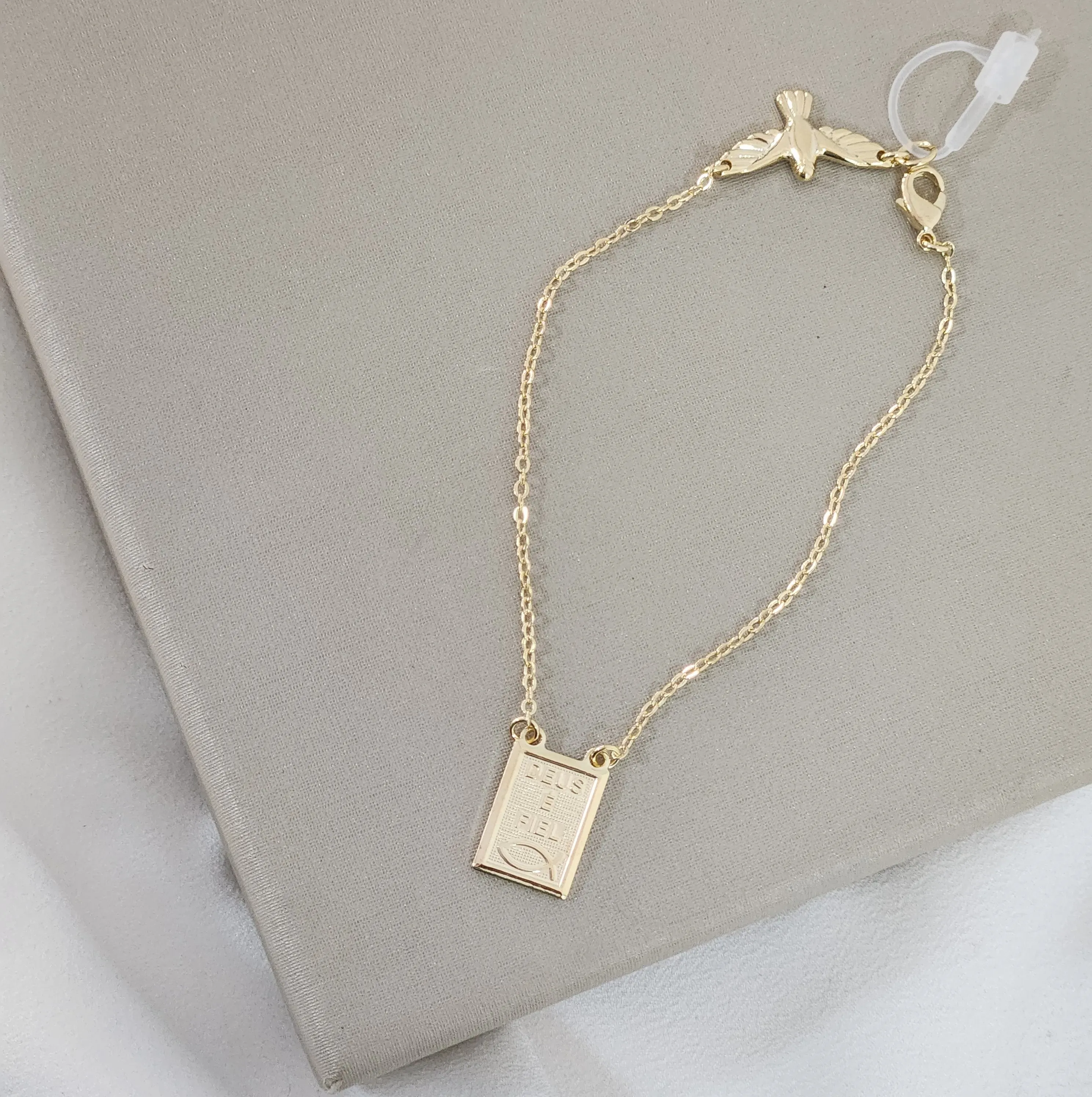 Pulseira Metal Espirito Santo I Deus é Fiel