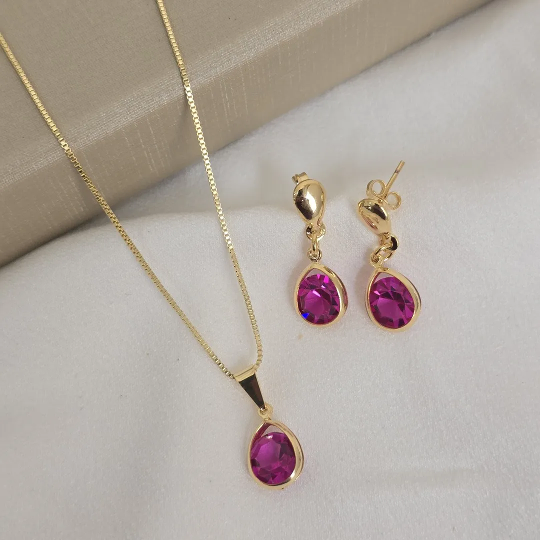 Conjunto Delicado com Zirconia Colorida