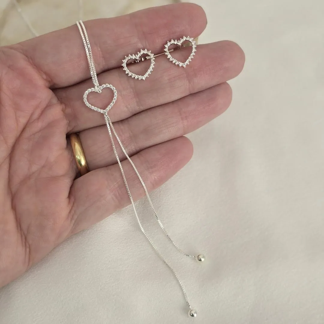 Conjunto Coracao Zirconia
