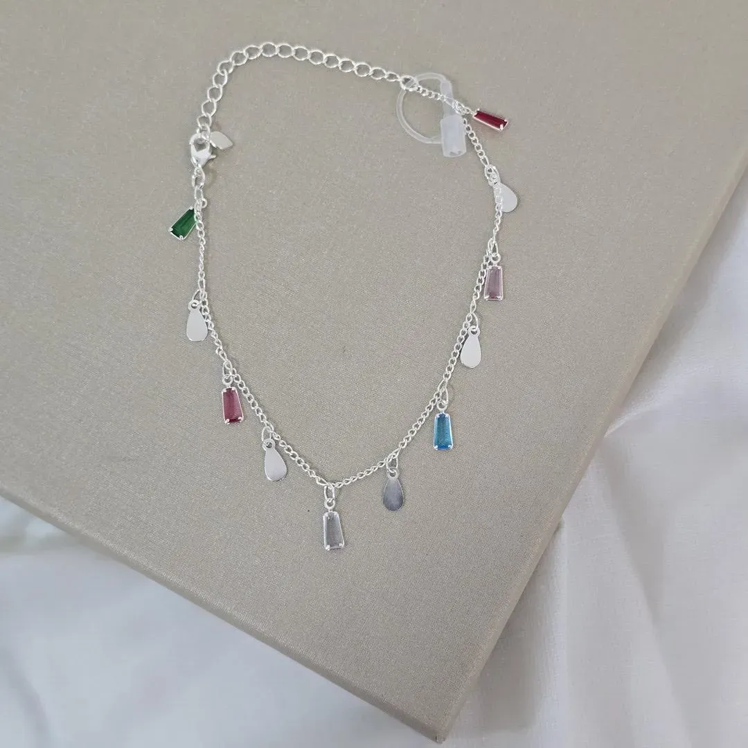 Pulseira Delicada com Cristais Colorido