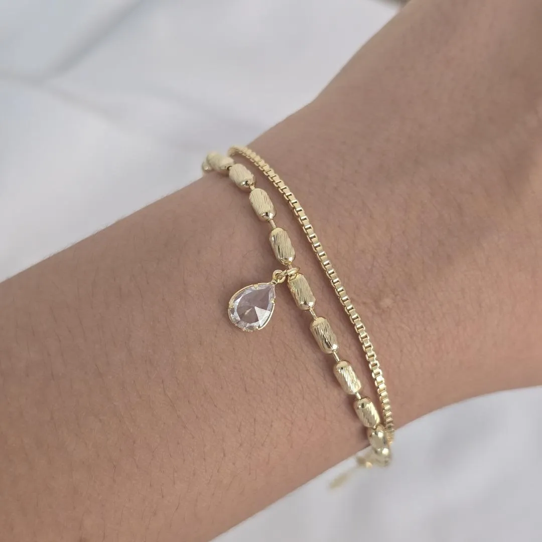 Pulseira Dupla Gota de Zircônia