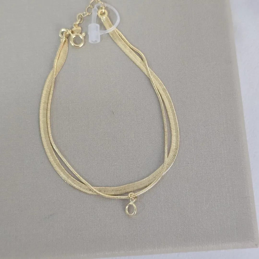 Pulseira Dupla Fita Com Pingente Zircônia