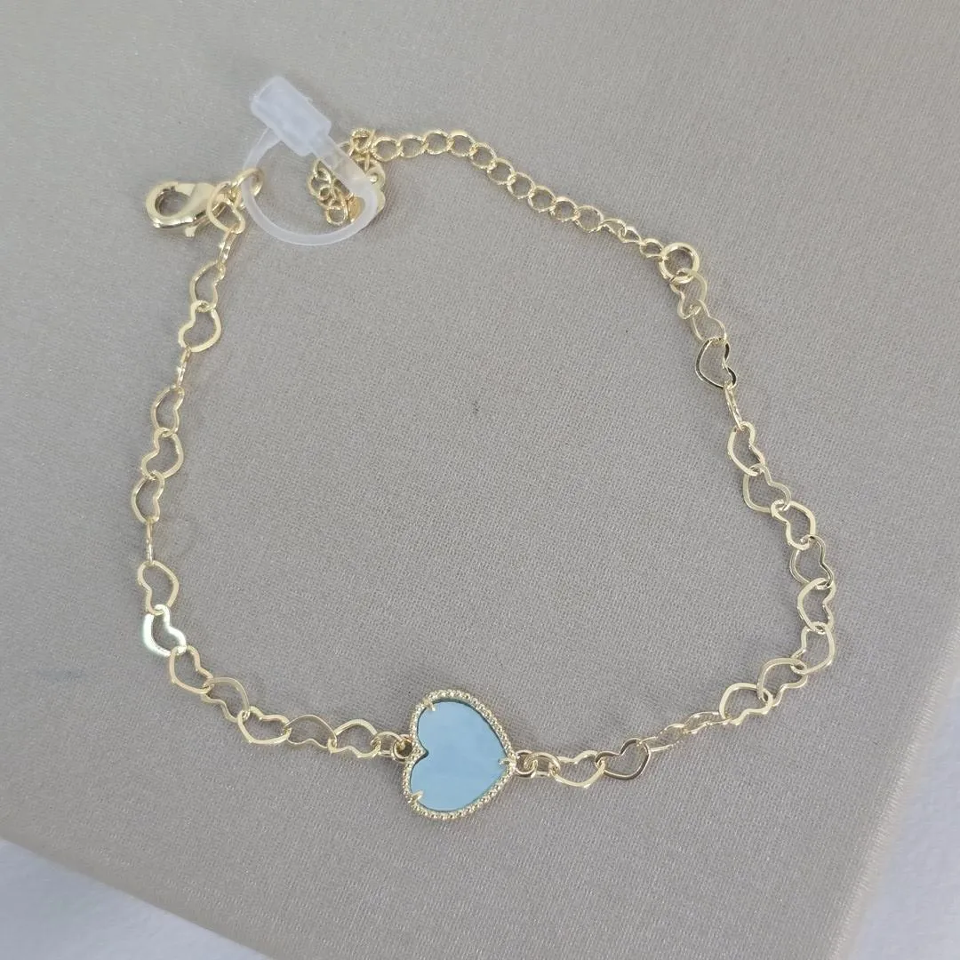 Pulseira Vancleef Coração Azul