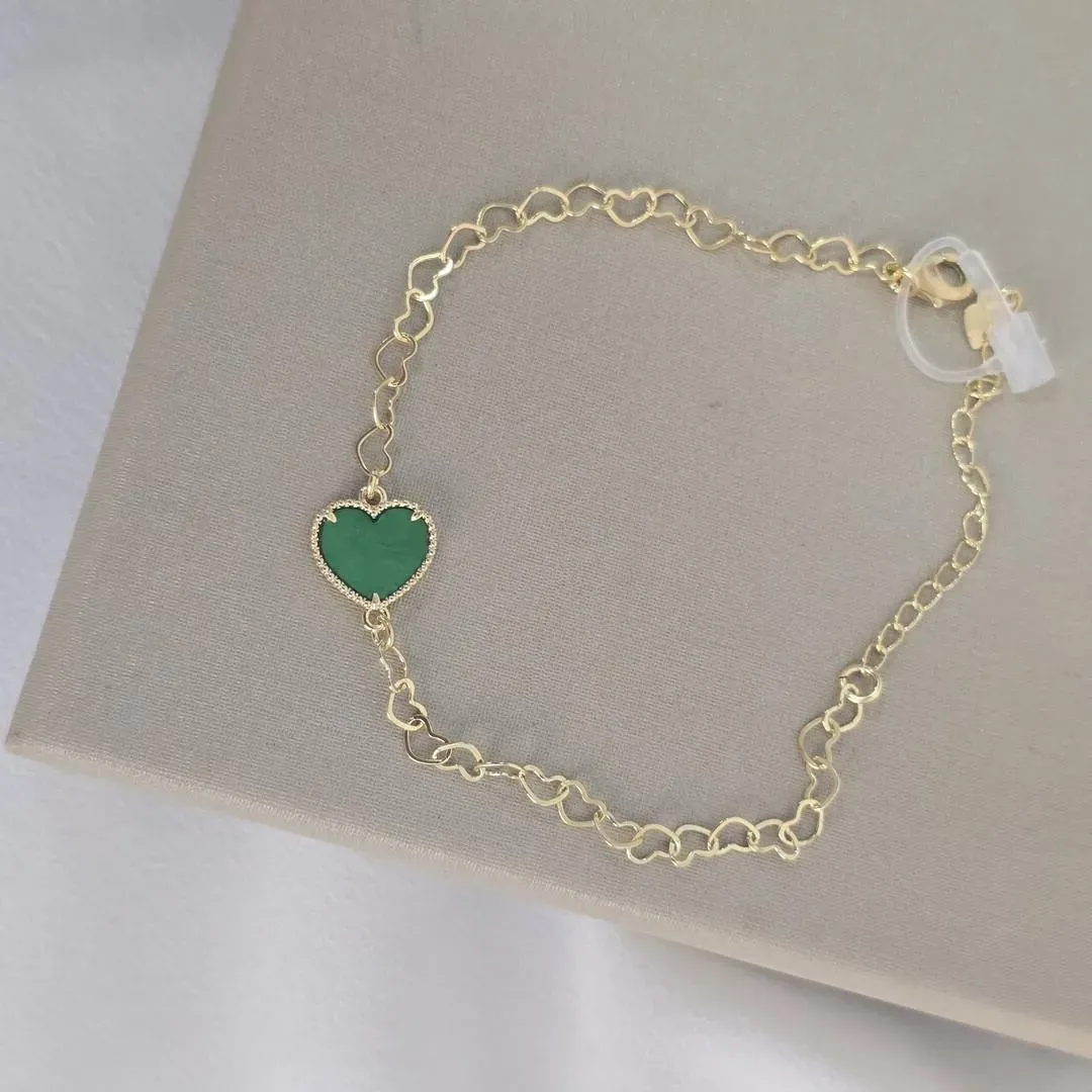 Pulseira Vancleef Coração Verde