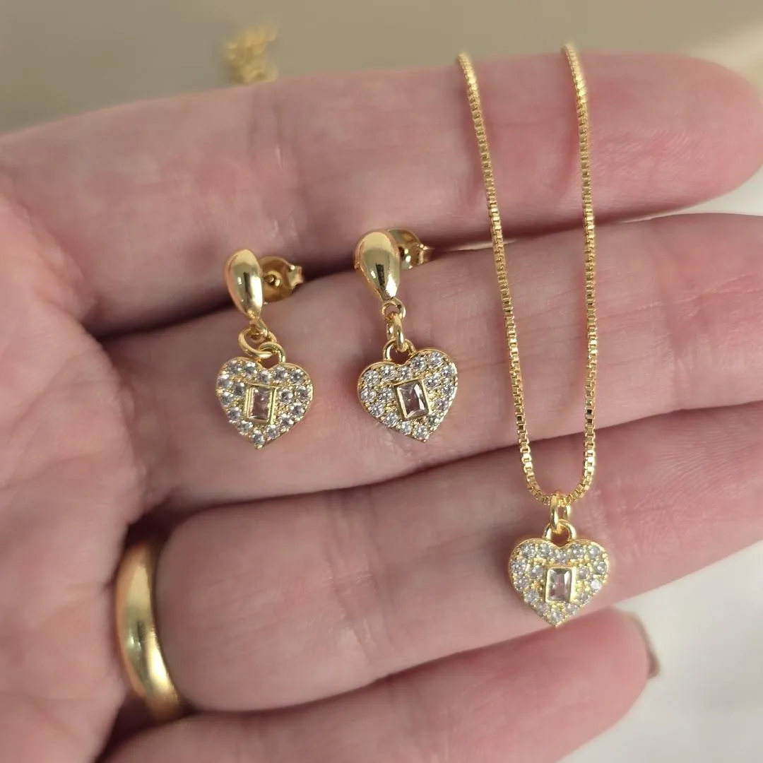 Conjunto Zircônia Coração Delicado