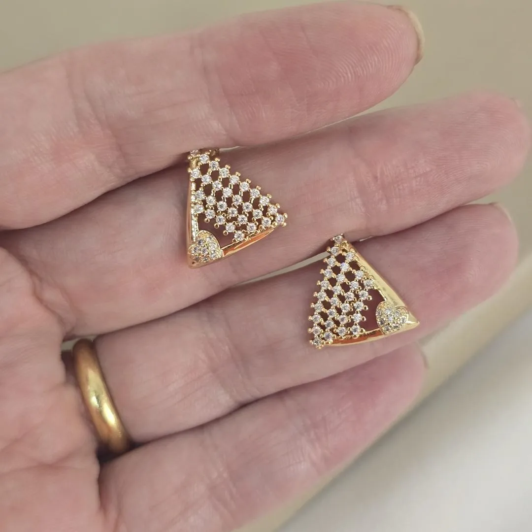 Brinco Triangular Delicado Zircônia