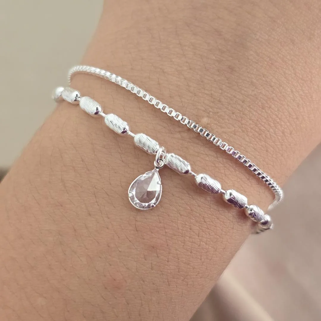 Pulseira Dupla Gota de Zircônia