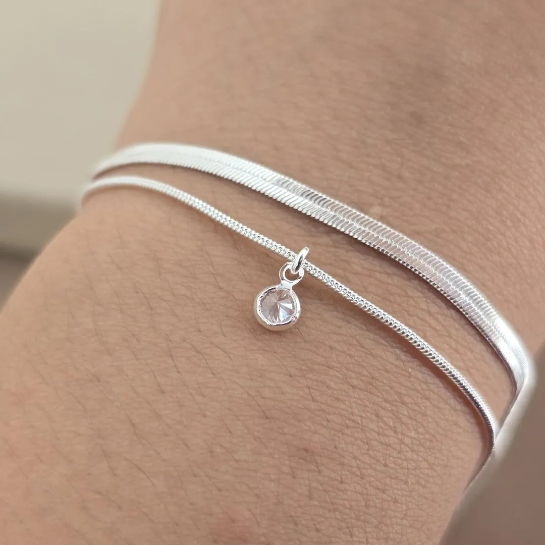 Pulseira Dupla Fita Com Pingente Zircônia