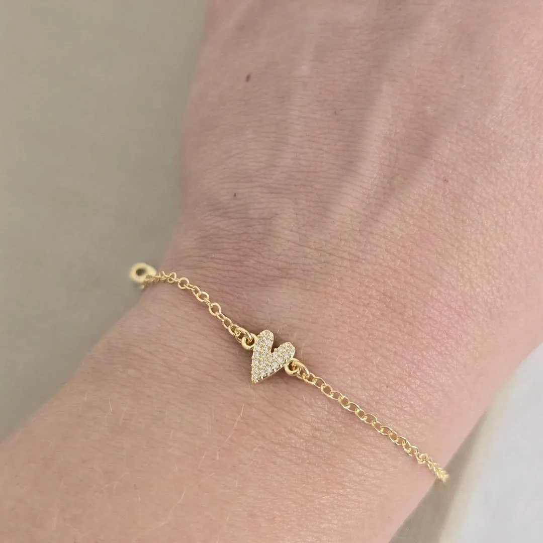 Pulseira Delicada Coração Zircônia