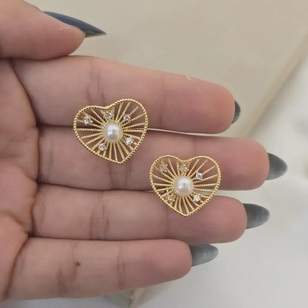 Conjunto Colar de Aro Coração Vazado