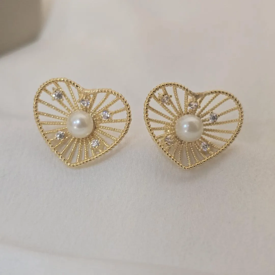 Conjunto Colar de Aro Coração Vazado